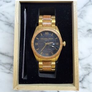 Original Grain Men's Gold Antique Mahogany Steel Classic Watch